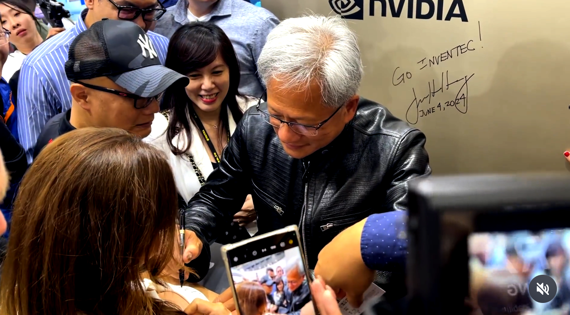 Nvidia CEO spotted signing woman’s chest